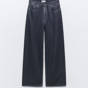 ZARA NWT NAVY METALLIC PANTS